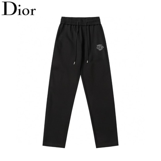 Dior Black Monogram Logo Straight-Leg Pants